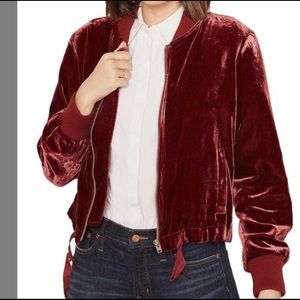 NWT Jcrew Velvet Burgundy Bomber Jacket